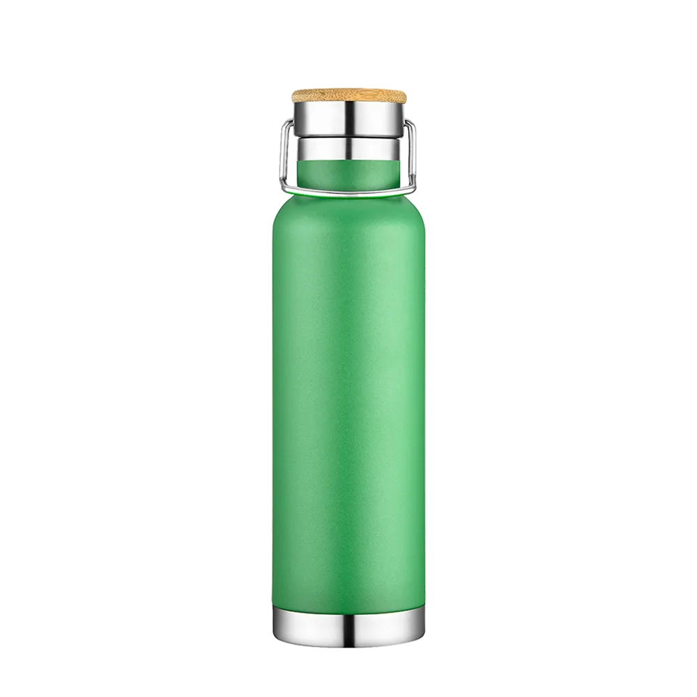 Slate 22 oz Vacuum Bottle W/ Bamboo Top