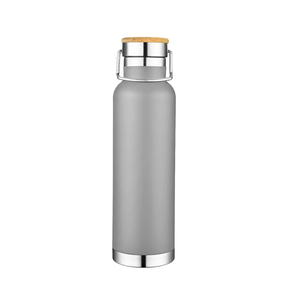 Slate 22 oz Vacuum Bottle W/ Bamboo Top