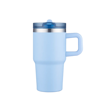 Slate 20 oz Handle Mug with straw lid in light blue